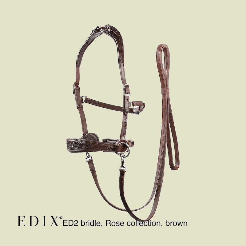 EDIX® ED2 Rose Leather Bridle - Brown - Shetland