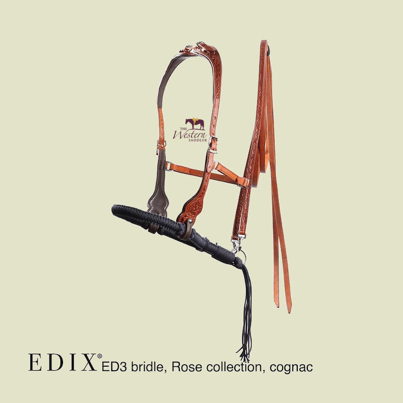 EDIX® Chara Rawhide Bosal and ED3 Rose Bridle Set