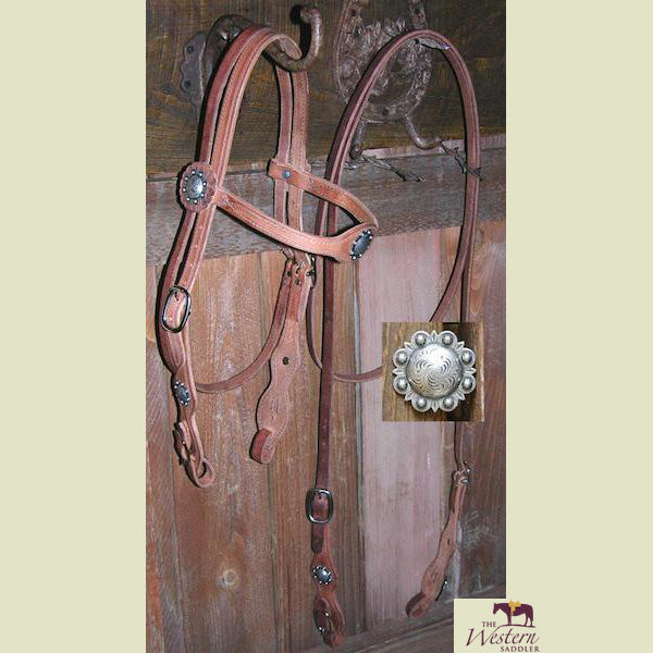 Buckaroo Harness Old West Berry Concha Headstall and Rein Set