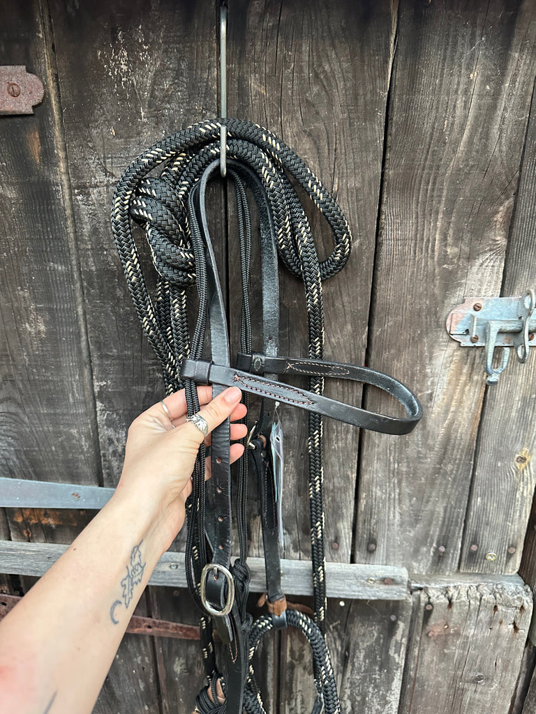 Soft Leather Loping Hackamore - Black