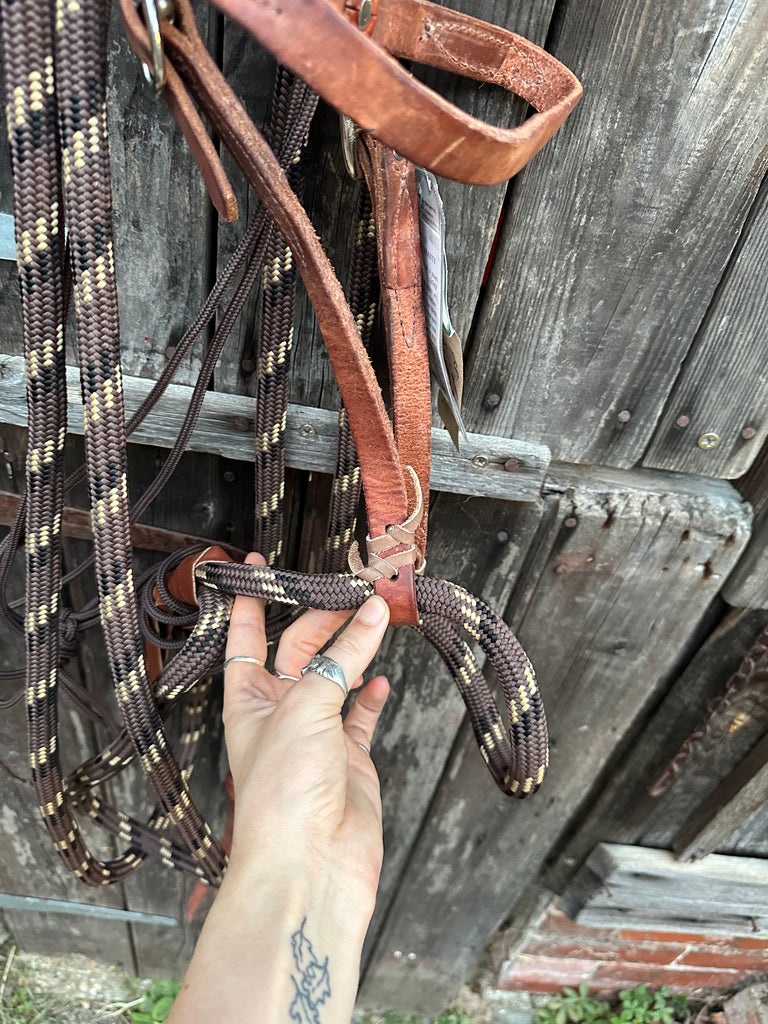 Soft Leather Loping Hackamore - Brown