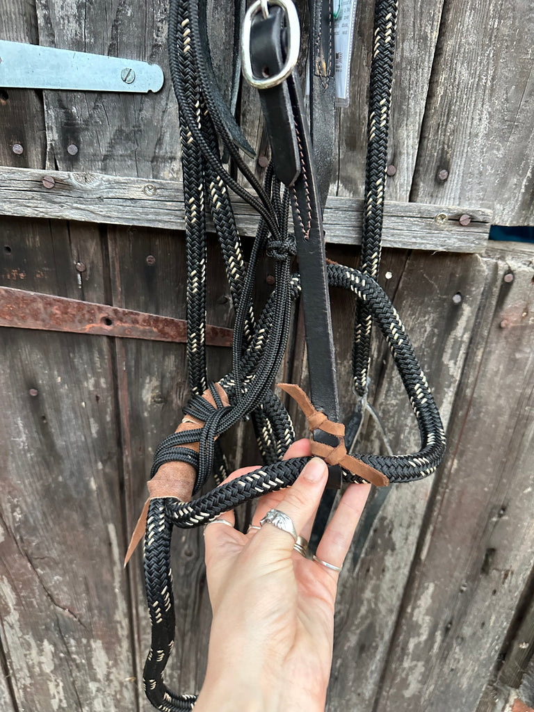 Soft Leather Loping Hackamore - Black