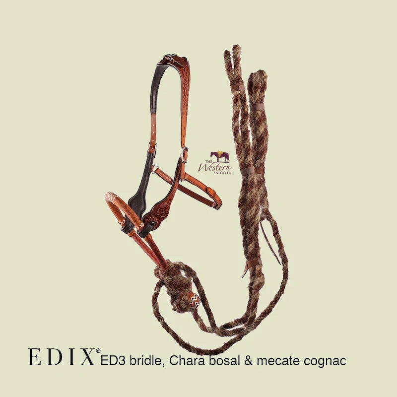 EDIX® Chara Rawhide Bosal and ED3 Rose Bridle Set