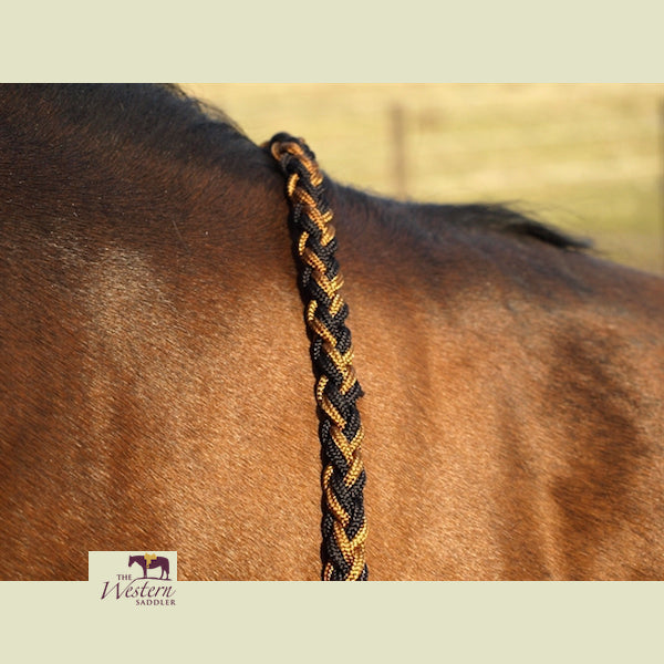 Prorider Horse Horse Western Leather Round Braided Supple Roper Reins 6651 - Black