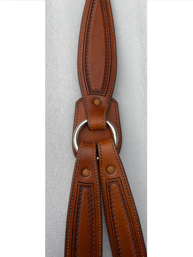 Pullman Dark Oil Breastcollar with Hand Tooling - Horse Size