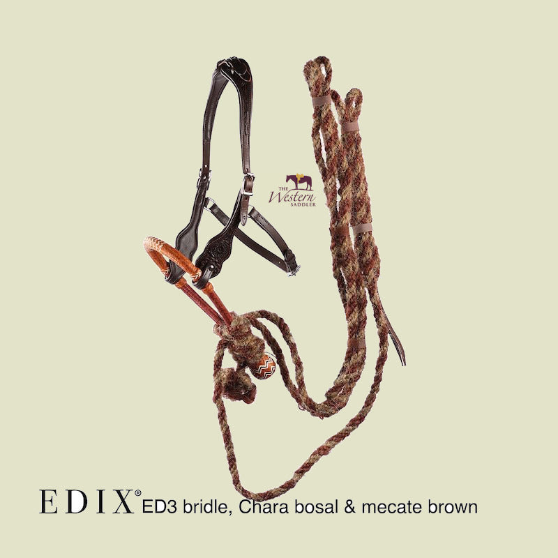 EDIX® Chara Rawhide Bosal and ED3 Rose Bridle Set